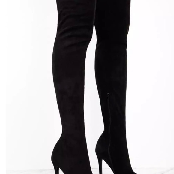 Lycra Pull On Over the Knee Heeled Boot - Picture 3 of 3
